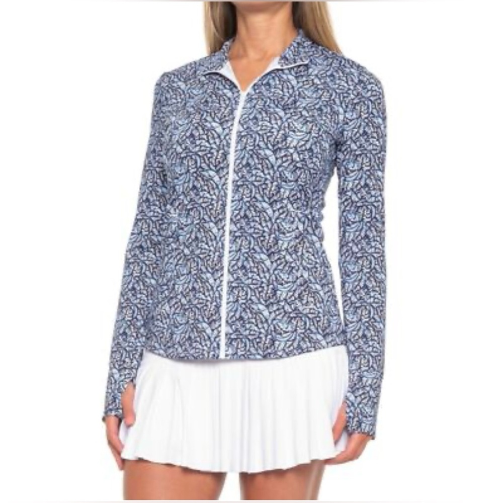 Peter Millar Blue Leaf Pattern Women's Utility Ja… - image 1